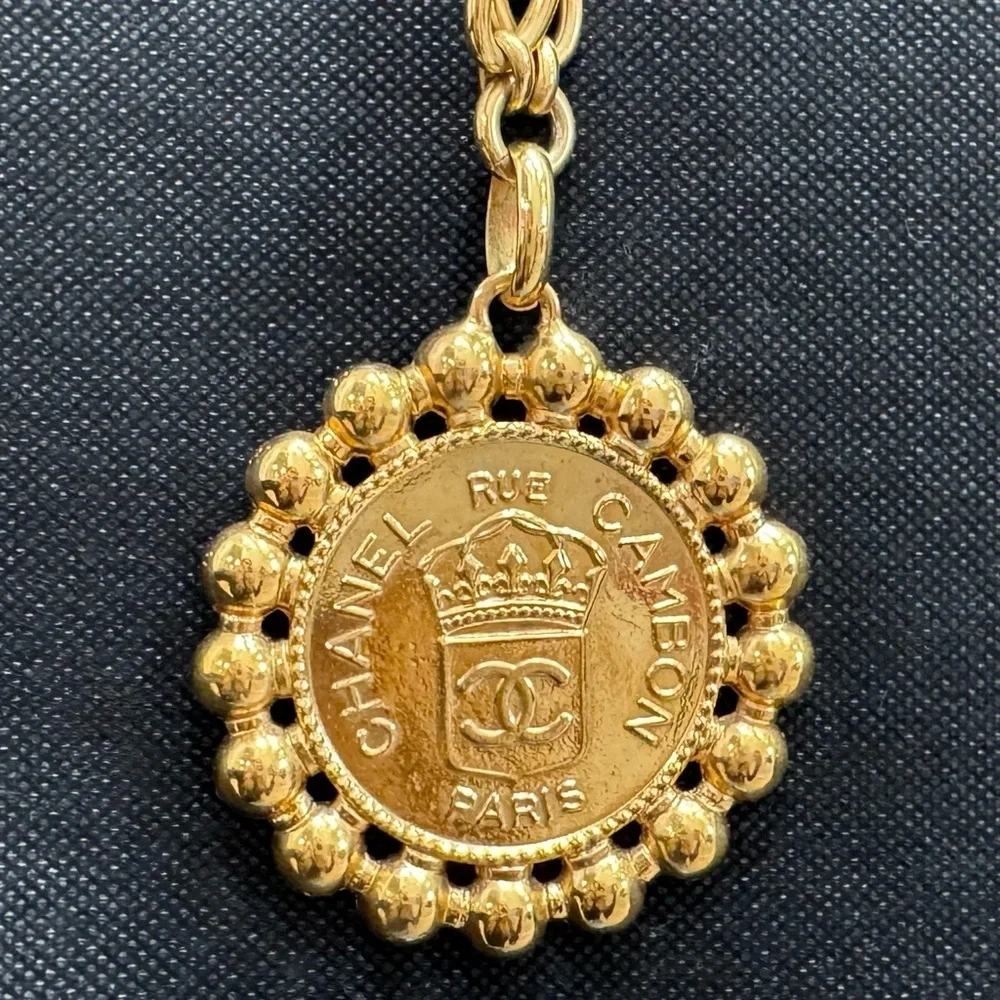 CHANEL Gold Rue Cambon Necklace with Medallion